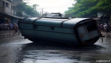 मुजफ्फरपुर: NH-57 पर गड्ढे और जलजमाव ने पलटा ई-रिक्शा, तीन यात्री बाल-बाल बचे